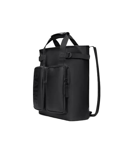 vodoustoychiva-ranitsa 2 Rains Texel Tote Backpack в черен цвят с минималистичен дизайн