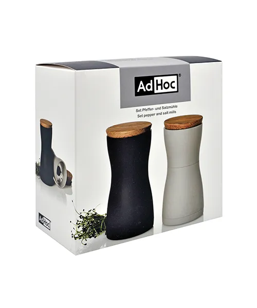 Set-sol-piper rbmp12 1 AdHoc Twin мелнички за сол и пипер с модерен дизайн и керамичен механизъм CeraCut