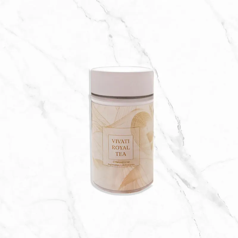 Vivati Tea 1 Кръгла метална кутия Classic Round Tea Big в бял цвят с насипен чай