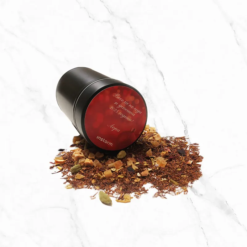 Vivati Tea 2 Кръгла метална кутия Classic Round Tea Big в черен цвят с чай