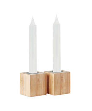 PYRAMIDE Set of 2  candles and bamboo stand holders
