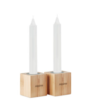 PYRAMIDE Set of 2  candles and bamboo stand holders - Image 2