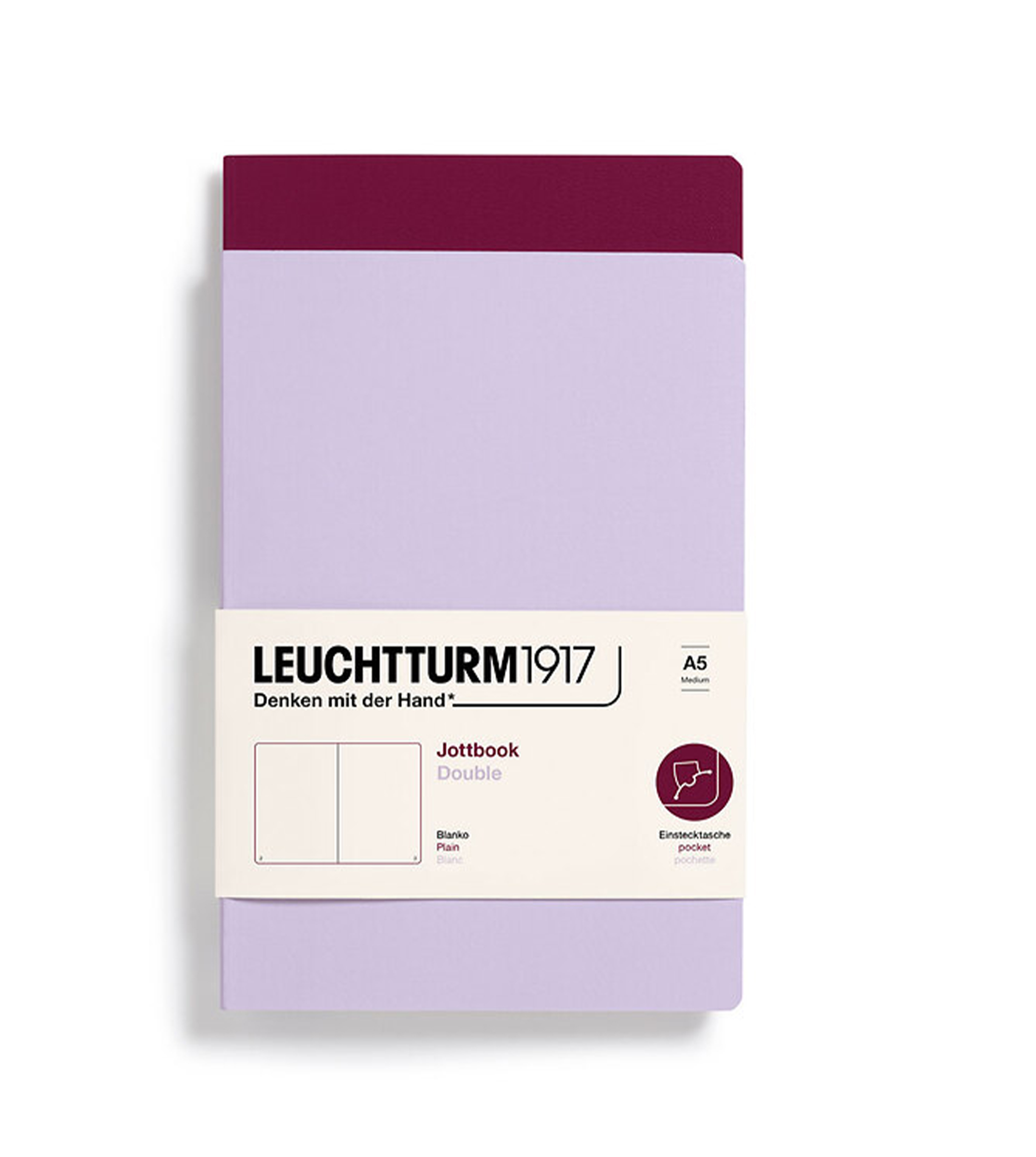 jottbook-a5-59-numbered-pages-plain-lilac-and-port-red-pack-of-2