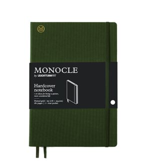 Leuchtturm1917тефтер Monocle с ленени корици, на точки и златно лого
