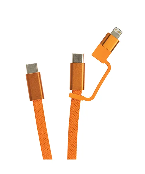 Kabelp302.91_2 Магнитен кабел 2 в 1 с USB-C конектор и Lightning накрайник в близък план.