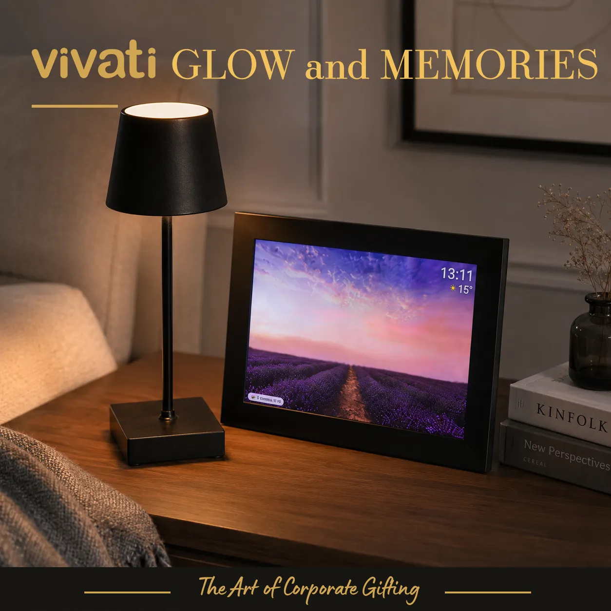 Glow & Memories комплект с LED лампа и дигитална фоторамка в модерна кутия