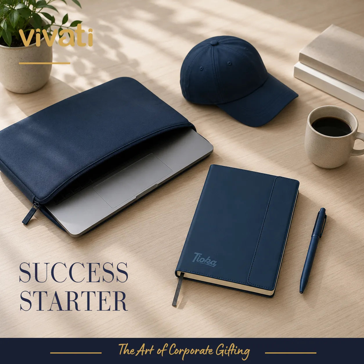 Success Starter корпоративен комплект за въвеждане в екипа с шапка, химикалка, калъф за лаптоп и бележник