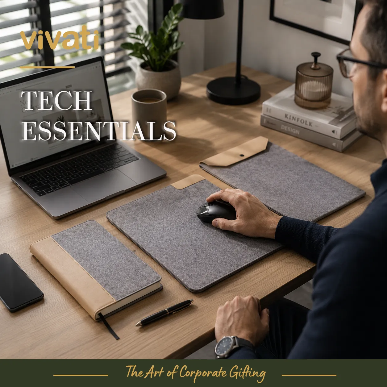 Tech Essentials комплект с калъф за лаптоп, бележник и зарядно