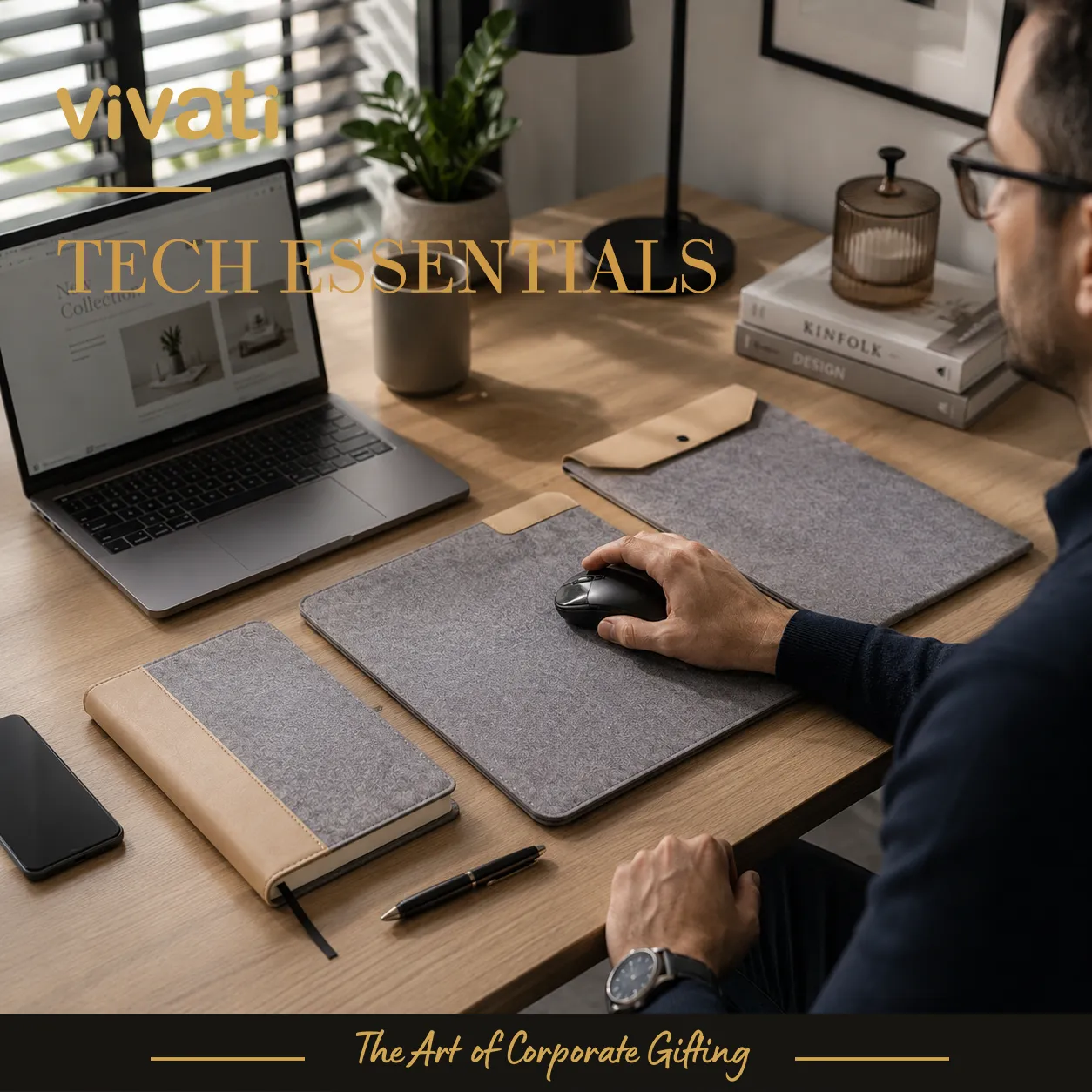 Tech Essentials комплект с калъф за лаптоп, бележник и зарядно