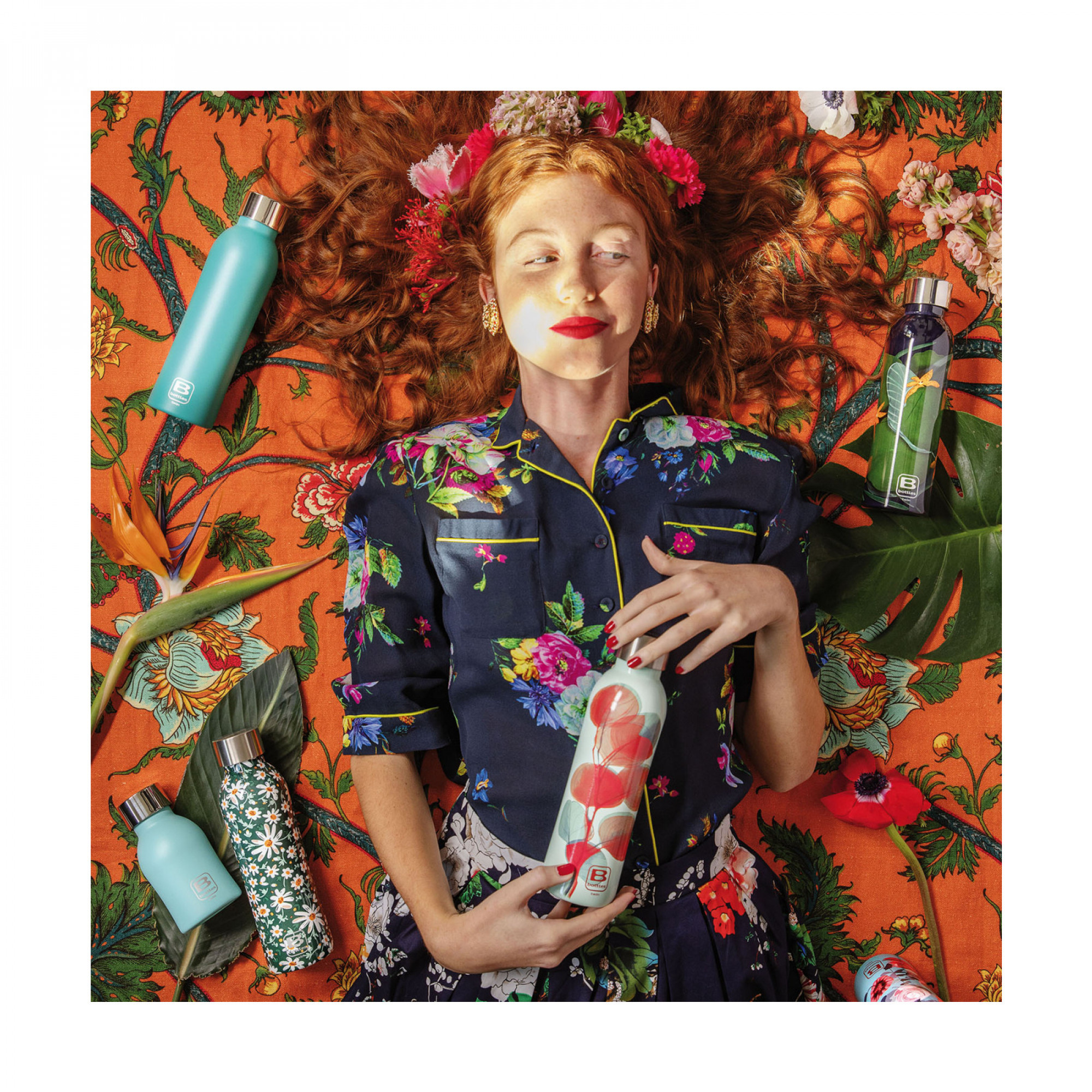 B Bottles Twin Vintage Green бутилка от неръждаема стомана с гладка повърхност