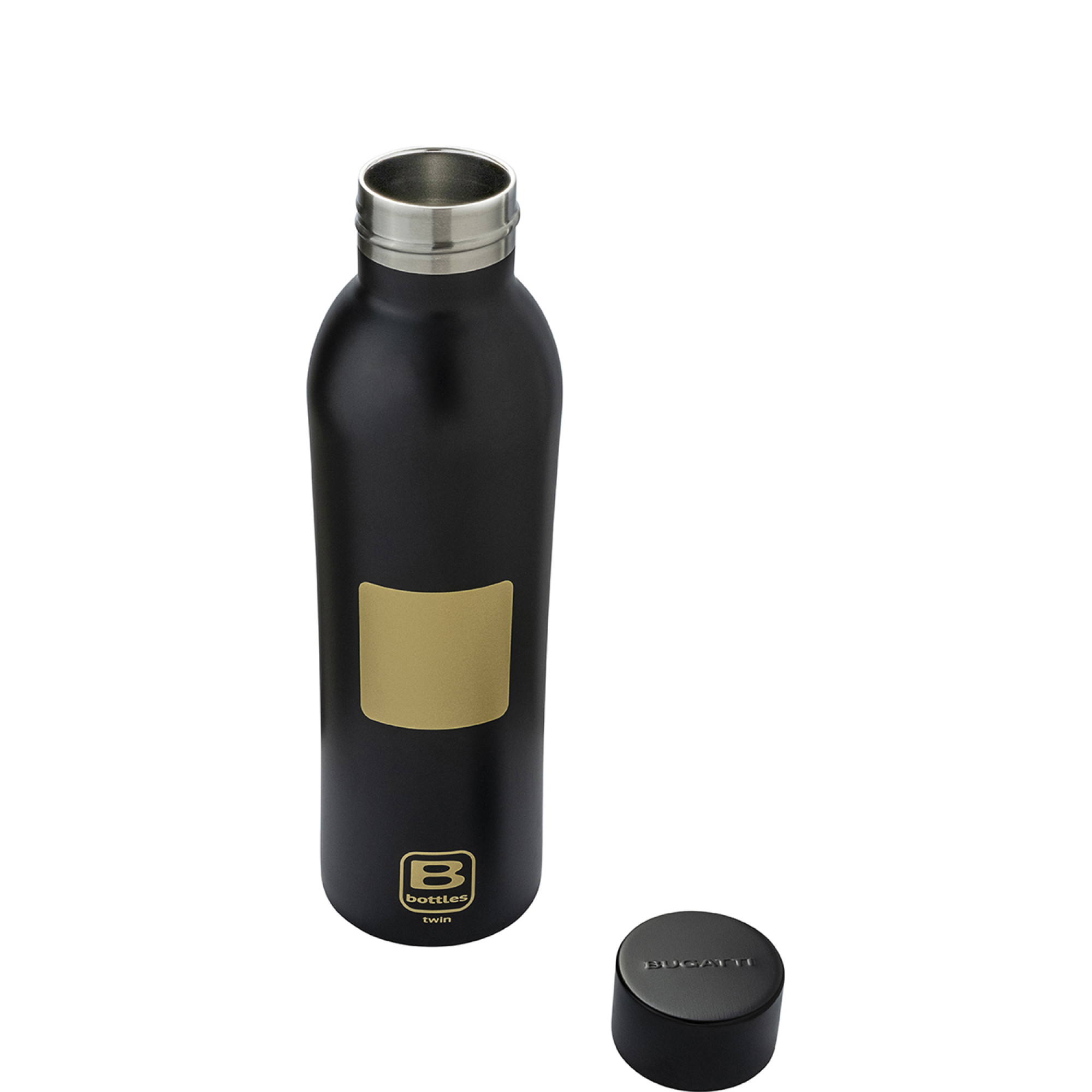 B Bottles Twin Square Gold термобутилка с изчистен и стеснен дизайн за удобен захват