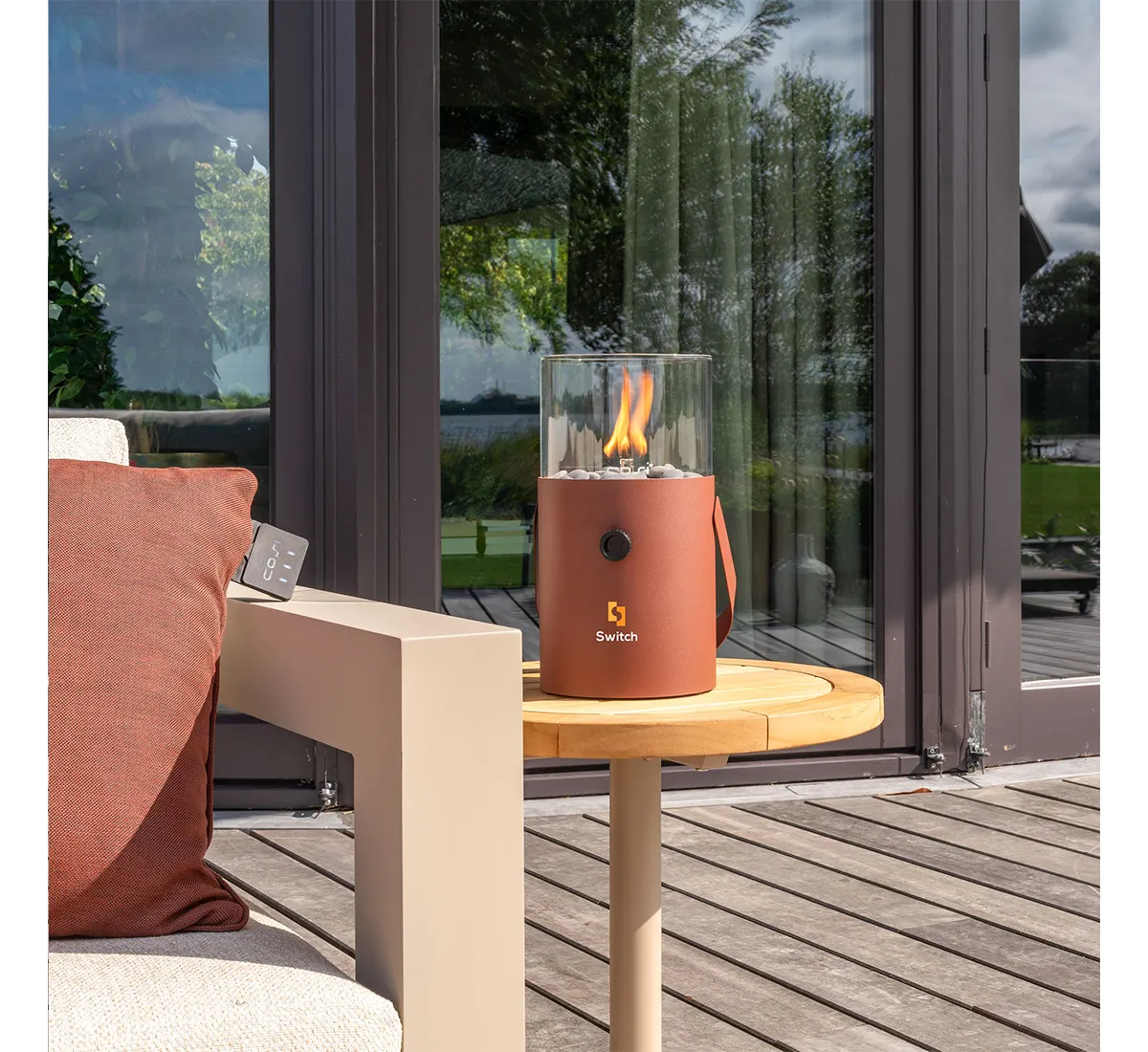 Газов Фенер 233643m Модерен акцент за маса с прозрачен стъклен цилиндър