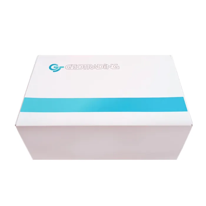 Кутия Поглед отгоре към комплект Geotrading с всички продукти подредени в брандирана кутия.