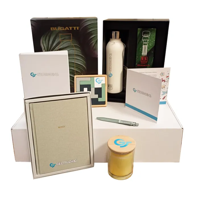 Комплект Геотрейдинг_7 Комплект Geotrading, продукти подредени по важност: дневник, бутилка, химикалка, свещ.