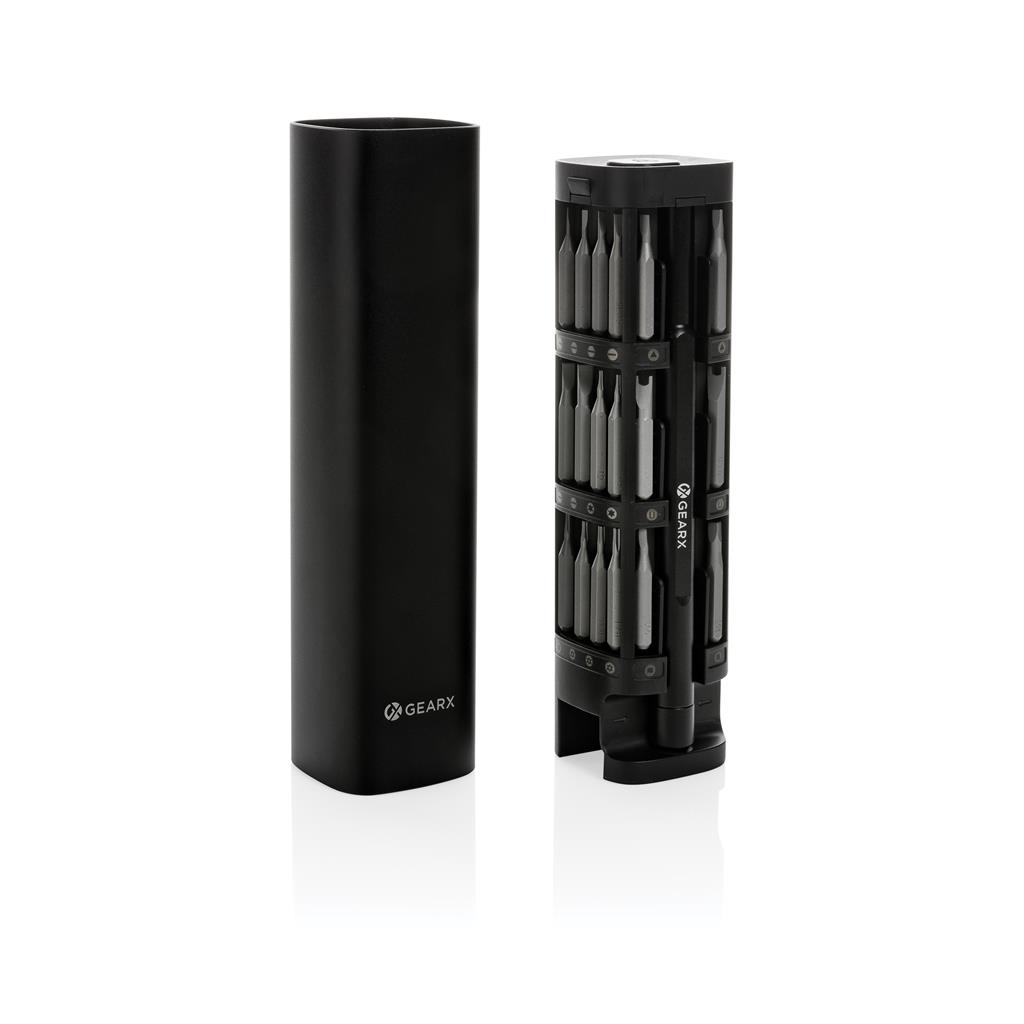 Отвертка__b_2 Алуминиева кутия с прецизни накрайници и аксесоари за работа с малки електронни компоненти.