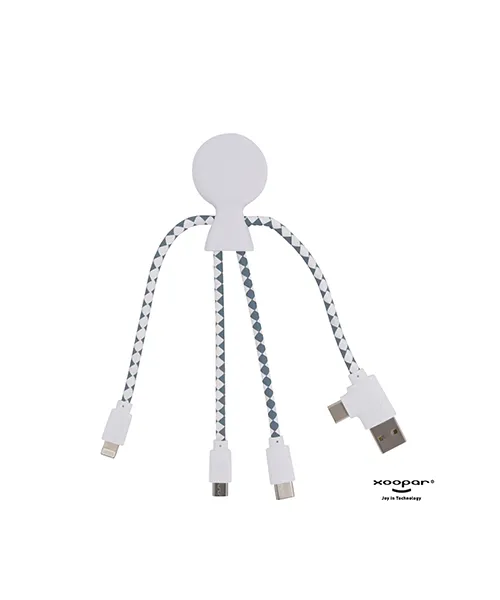 Кабел_LT41004_7 Бял USB Кабел от Xoopar с комбиниран вход за USB и USB-C източници